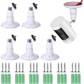 6 Pack Ring Camera Mount Wall Mount Holder Compatible with Ring Outdoor Indoor Camera, Adhesive Mount Security Mounting Bracket, 360° Degree Adjustable Camera Bracket (Camera Not Included)
