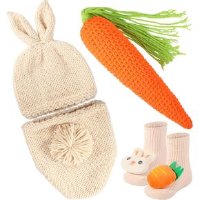 Easter Newborn Photography Prop Baby Boy Girl Photo Newborn Bunny Outfits Rabbit Hat Photoshoot Costume 0-6 Months(Rabbit)