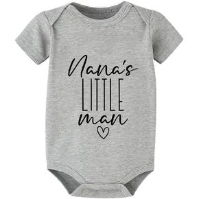 Nana's Little Man Newborn Baby Outfit Short Sleeve White Infant Romper Baby Clothes