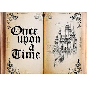 Fairy Tale Books Backdrop Old Opening Book Once Upon a Time Ancient Castle Princess Romantic Story Photo Background Wedding Baby Shower Birthday Party Decorations Banner Props 7X5FT CEM215B