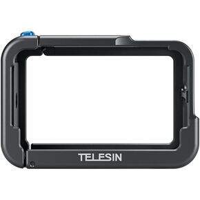 TELESIN Ultra-Light Aluminum Case Camera Cage for DJI Action 5 Pro Action 4 Action 3, Fits with ND CPL Lens Filter on, Protective Frame Housing with 1/4 Cold Shoe for Video Light Microphone