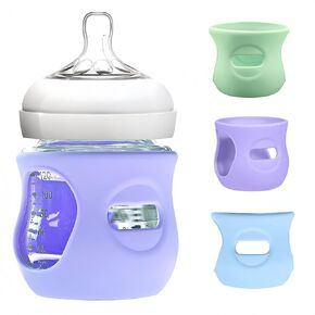 3Pack Silicone Glass Bottle Sleeve 4 Oz for Avent ، غطاء زجاجة سيليكون من الدرجة الطوي