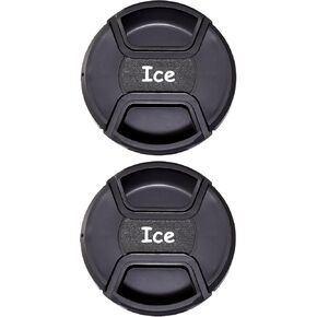 2 X ICE Center Pinch Front Lens Cap for Camera Snap-On (55mm)