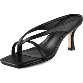 Women's Kitten Heels Thong Sandals Slip on Heels Square Open Toe Heeled Sandals for Women Casual Summer