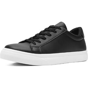 Fashion Sneakers for Men and Women, White PU Leather Sneakers Non-Slip Breathable Lace Up Casual Walking Shoes