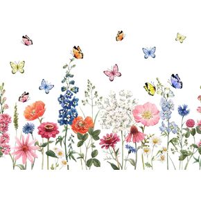 Wildflower Wall Stickers Garden Flower Grass Wall Decals for Bedroom Living Room Home Office Wall Decor
