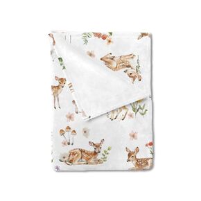 Spring Woodland Animal Baby Blanket for Boy Girl Deer Mushroom Flowers Leaves Forest Flannel Soft Swaddle Blanket Lightweight Receiving Blanket Newborn Nursery Bed Blanket for Crib Stroller 30x40