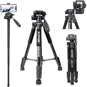 ZOMEI Q222 58" Monopod Tripod with 3-Way Swivel Pan Head and Carrying Bag for Sony Nikon Canon Camera Suitable for Sony Nikon Canon Suitable for Live Photo Video