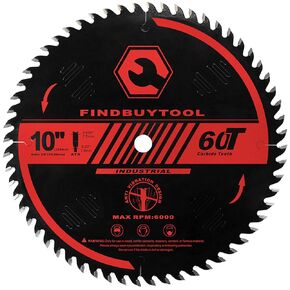 FindBuyTool Circular Saw Blade 10inch 60-Tooth, Carbide Saw Blade Fine Finish for Table Saw, Miter Saw