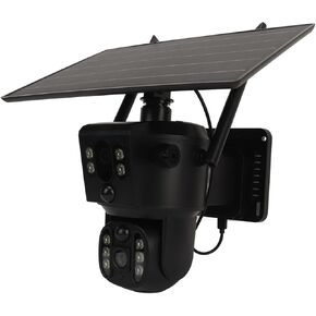 Dilwe Solar Security Cameras Wireless Outdoor, 4K 8MP 4G Dual Lens Solar Camera, Full Color Night Vision Home Security Camera, 2 Way Talk, Humanoid Tracking, DILWE4EAX713FQU