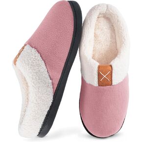 Women's Indoor Bedroom Slipper with Memory Foam, Warm Cozy House Shoe with Anti-Skid Rubber Sole for Ladies