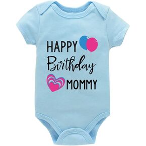 Happy Birthday Mommy Baby Boys Girls Romper Bodysuit Infant Funny Letter Jumpsuit Outfit 0-24Months