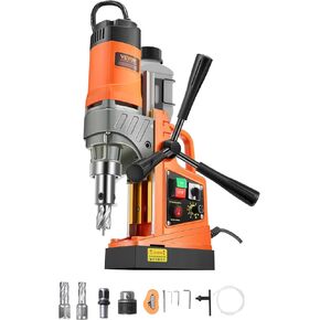 VEVOR Magnetic Drill, 1450W Motor 1.6 in Boring Diameter, 2810 lbf Portable Electric Mag Drill Press, with 2 Coring Bits, Variable Speed, Drilling Machine for Metal Surface, Home Improvement Industry