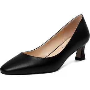 NUMALEO Womens Matte Dress Solid Square Toe Slip On Dating Spool Low Heel Pumps Shoes 2 Inch