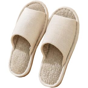 MAGILONA Women Mens Unisex Linen Washable Open-Toe Home Slippers Indoor Shoes Casual Flax Soft Non-Slip EVA Sole Shoes