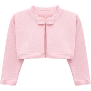 Lilax Baby Girls' Knit Long Sleeve Sweater, Bowknot Closure Bolero Cardigan