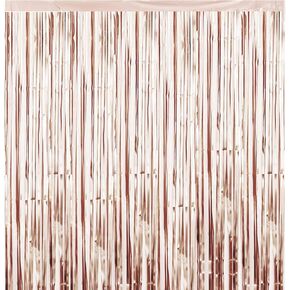 CCINEE Metallic Tinsel Champagne 2 Packs of 3ftX8ft Foil Fringe Curtains for Birthday Party Photo Backdrop Decoration