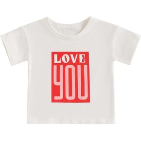 Toddler Kids Baby Boy Girl Valentines Day T Shirt Love You Short Sleeve Tee Top Casual Summer Clothes