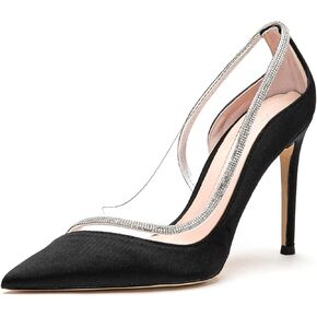 Lryweisy Women's High Heels Pumps Rhinestone Heels Closed Toe Heels for Women 4 Inch Stiletto Dress Wedding Party Pumps Shoes（Size 8.5）