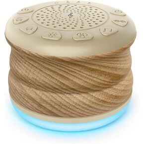 Solid Wood White Noise Sound Machine for Baby Adults Kids Sleep Sound Machine with 24 Soothing Sounds 8 Colors Night Light Timer Setting Function Portable Noise Machine for Gift (Wood, 3.93)