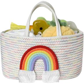 Baby Diaper Caddy Organizer Large Nursery Storage Basket Portable Organizer Cotton Rope Basket Changing Table Caddy Baby Gift Basket for Newborn Gift for Baby Shower
