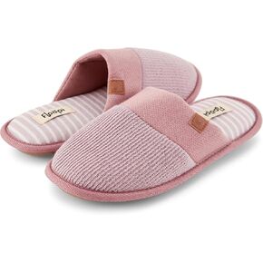 Floopi House Slippers for Women, Soft Ribbed Knit Closed Back Women Slipper, Multiple Layered Comfy Memory Insole Foam with Indoor & Outdoor Anti Skid Sole (L, Pink-389)