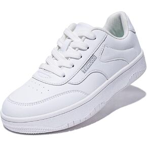 Women's Vegan Leather Low Top Lace Up Non Slip Walking Running Sneakers Skateboard Tennis Shoes Comfortable Casual Athletic Versatile Fashion Sneakers