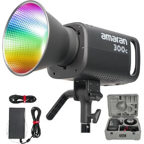 Amaran 300c Aputure Light,RGB Bowens Mount LED COB Video Lights,300W Point-Source Photography Lighting,2,500K to 7,500K CCT with G/M Adjustment,Built-in Umbrella Holder 9 System FX,AC/DC Supply