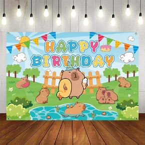 Capybara Party Decorations, Capybara Birthday Party Backdrop Supplies, Capybara Happy Birthday Backdrop for Birthday Party Decoration