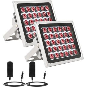 2 Pack IR Illuminators 30 LEDs 850nm Long Range Illuminator Up to 330ft/100m 90 Degree Wide Angle Infrared Flood Light IP67 Waterproof for Security Camera IR Light Indoor&Outdoor