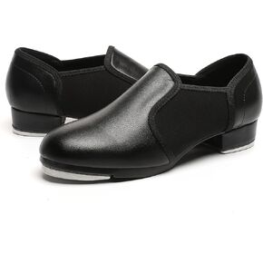 Dance Tap Shoes for Women Half Soles Dance Shoes Womens Leather Non Slip Jazz Shoes for Women,Black