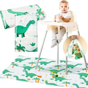 40 Pcs 47 x 29 Inch Disposable Splat Mat for Under High Chair Waterproof Dinosaur Splat Floor Mat High Chair Mat Food Splash Spill Mess Mat for Baby LED Weaning Supplies