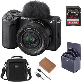 Sony Alpha ZV-E10 II Mirrorless Camera with E PZ 16-50mm f/3.5-5.6 OSS II Lens, Black, Bundle with 128GB Memory Card, Battery, 40.5mm Filter Kit and Shoulder Bag