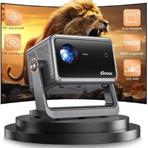 [Auto Focus] Mini Projector with WiFi6 Bluetooth, iSinbox 135°Rotatable Portable Ceiling Projector for Bedroom, Home Cinema Video Projectors for TV Stick/PS5/Phone