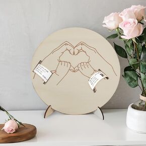 Newborn Baby Announcement Sign, Wooden Engraved Baby Birth Hospital Bracelet Holder Hello World Newborn Announcement Board Welcome Baby Shower Decor (model G)