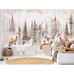 Fawns Nursery Children's Room Wall Mural Wallpaper for Bedroom 137" x 102"(W x H)