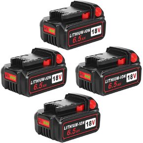 4 Pack 6.5Ah Replacement Battery 48-11-1865 Compatible with Milwaukee m-18 Battery 48-11-1830 48-11-1862 48-11-1850 Work with Milwaukee 18V Chargers