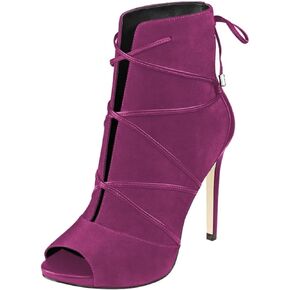 YDN Women Peep Toe Faux Suede Ankle Booties Platform Stiletto High Heels Lace Up Cutout Comfort Shoes 4-15