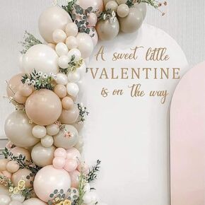 A Sweet Little Valentine is On The Way Balloon Arch Decoration - Gender Reveal Girl or Boy Baby Shower Decal Sign,Welcome Baby Background Wall Decals (Sweet Valentine Sticker)