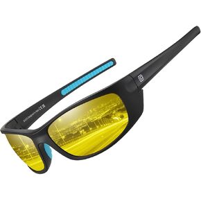 DUCO Night Vision Fishing Glasses Anti Glare Polarized Yellow Lens for Men Women Ideal for Nighttime Fishin and Driving