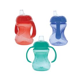 Nuby No Spill 6oz/180ml Mini Grip N' Sip Soft Silicone Spout Trainer Cup, 3 pack, Boys, 6m+