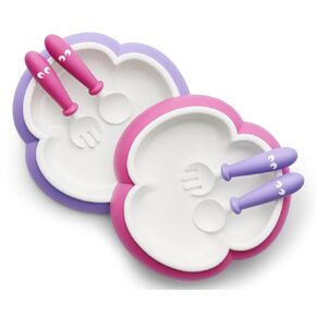 BABYBJORN Baby Plate, Spoon and Fork - Pink/Purple, 2-Pack