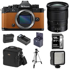 Nikon Z f Mirrorless Camera, Orange with NIKKOR Z 24-70mm f/4 S Lens, Bundle with Battery, 128GB Memory Card, W49 Mini LED Light and Tripod
