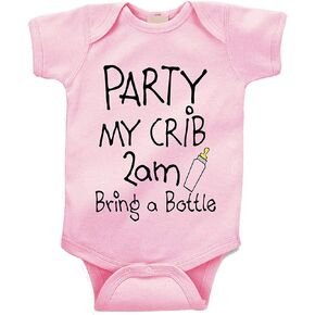 Party in My Crib 2am Custom Boutique Baby Bodysuit Onesie. Pink