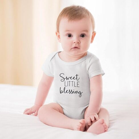 Sweet Little Blessing Surprise Pregnancy Announcement Grandparents Baby Clothes Short Sleeve Baby Bodysuit in Kuwait