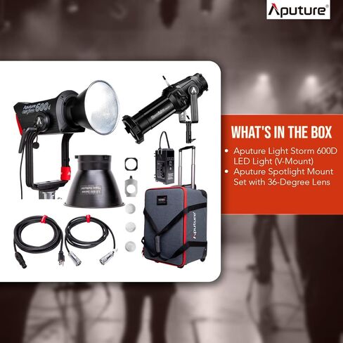 Aputure Light Storm 600D LED LID (V-MOUNT) مع حزمة MOTTALL APUTURE مع عدسة 36 درجة (عنصران). in Kuwait