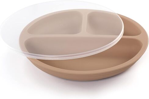 لوحة شفط Vitever مع غطاء للطفل ، Baby & Kid ، سيليكون بنسبة 100 ٪ من الدرجة الغذائية ، والتصميم المقسم ، والميكروويف وغسالة الصحون آمنة - طبيعي in Kuwait