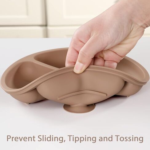 لوحة شفط Vitever مع غطاء للطفل ، Baby & Kid ، سيليكون بنسبة 100 ٪ من الدرجة الغذائية ، والتصميم المقسم ، والميكروويف وغسالة الصحون آمنة - طبيعي in Kuwait