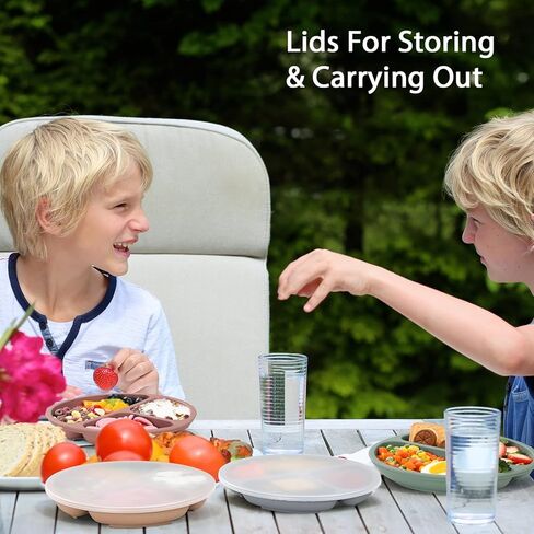 لوحة شفط Vitever مع غطاء للطفل ، Baby & Kid ، سيليكون بنسبة 100 ٪ من الدرجة الغذائية ، والتصميم المقسم ، والميكروويف وغسالة الصحون آمنة - طبيعي in Kuwait