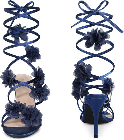 Perphy Strappy Lace Up Stiletto Heel Flower Sandals for Women in Saudi Arabia